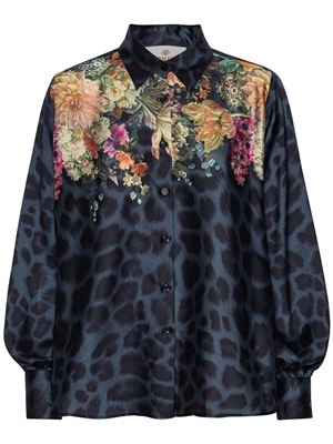 Karmamia Elle Skjorte, Navy Flower Leopard
